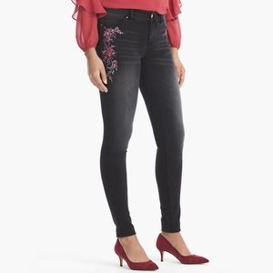WHBM Black Jeggings w/Embroidered Details